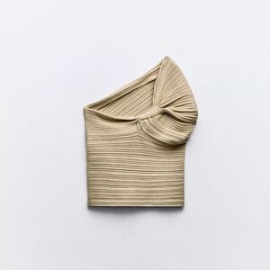 Zara Ribbed knit asymmetrical top